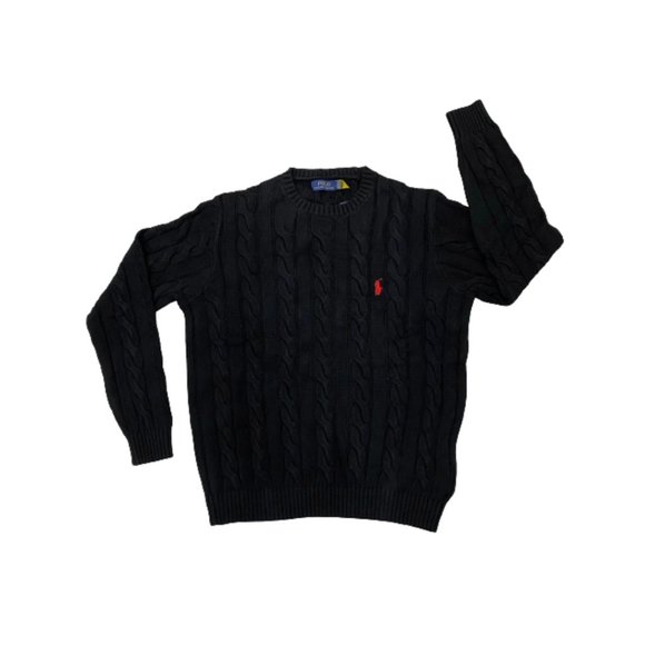 NWT Polo Ralph Lauren Mens Cable-Knit Cotton Sweater Black Size S, M, L - Picture 2 of 5